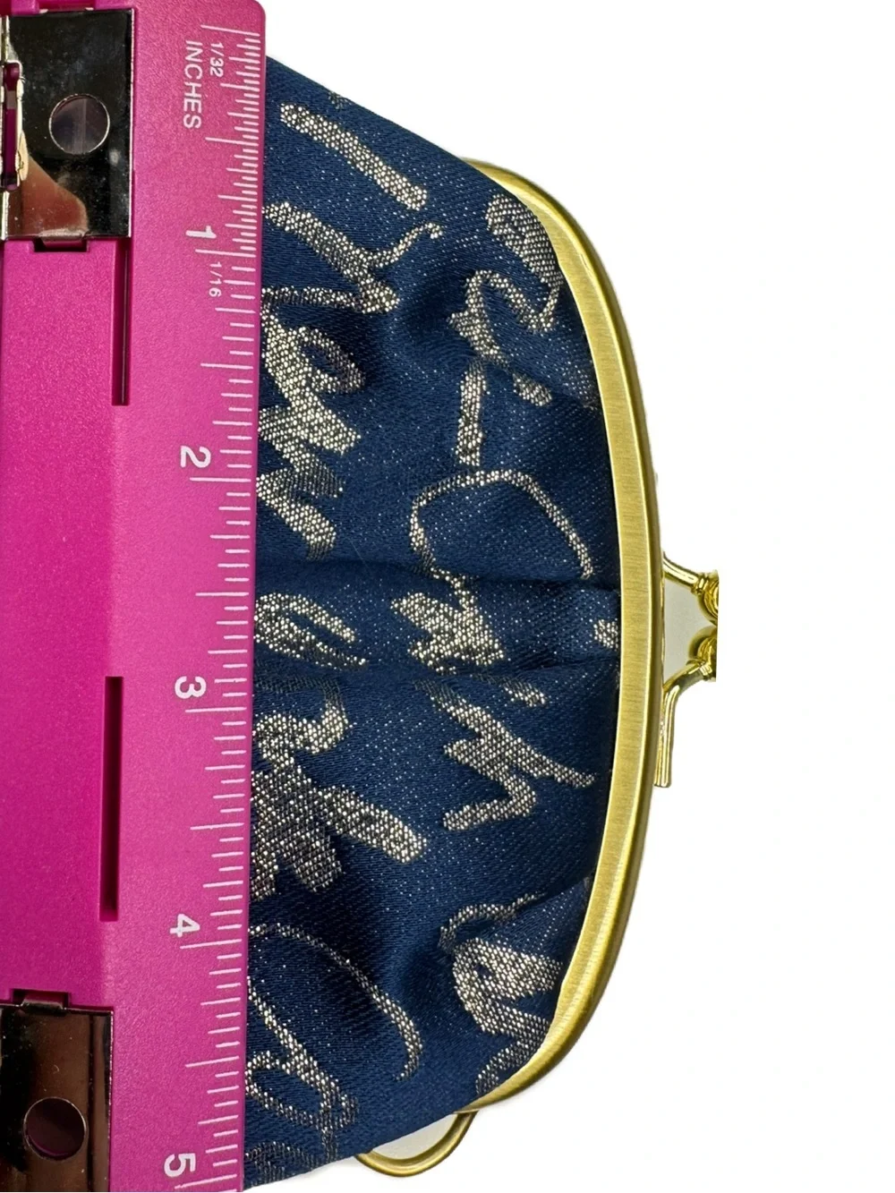 Coach Y2K Poppy Signature Script Kisslock Navy Frame Coin Bag Purse F61036 EUC